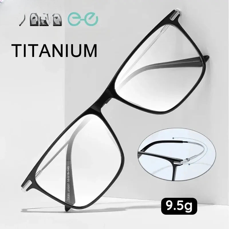 Women's Square Full Rim Titanium Reading Glasses 007 — view 1 | Rx Spectacle
