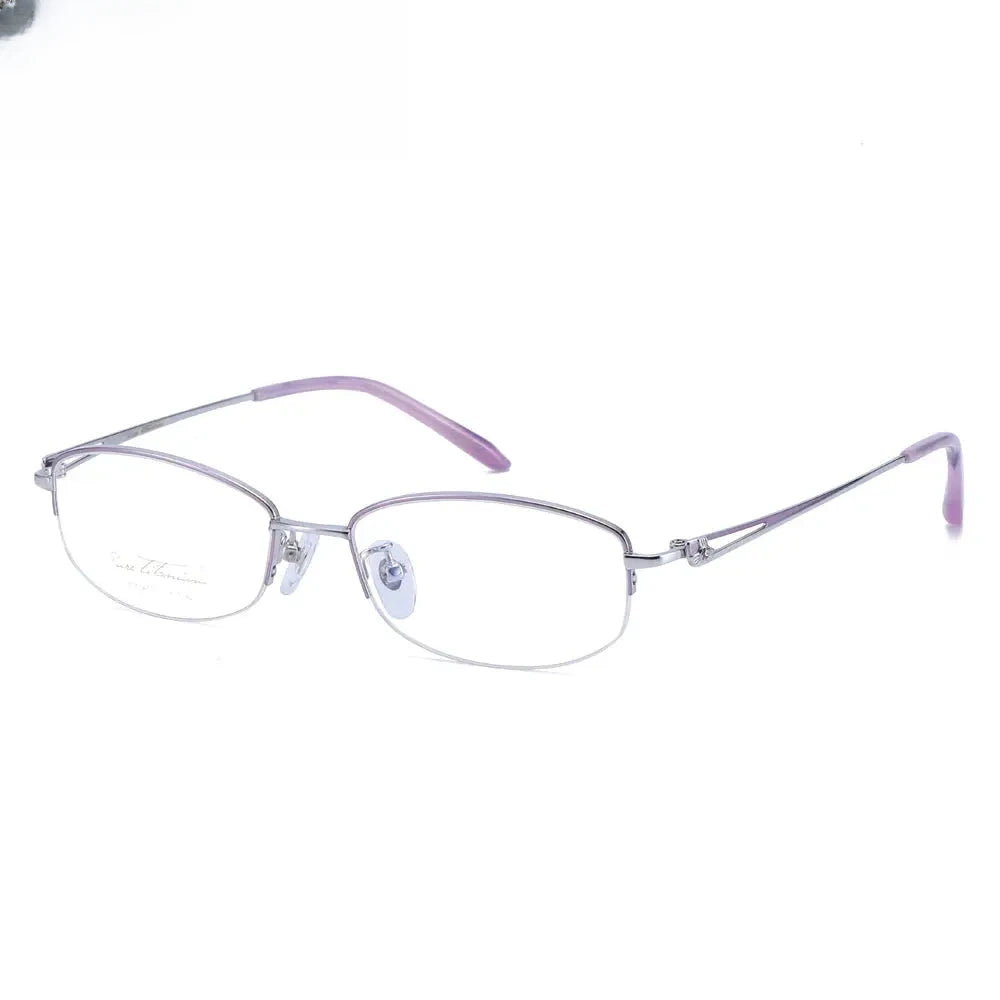 Women's Oval Semi-Rimless Titanium Prescription Glasses 940664 — view 5 | Rx Spectacle