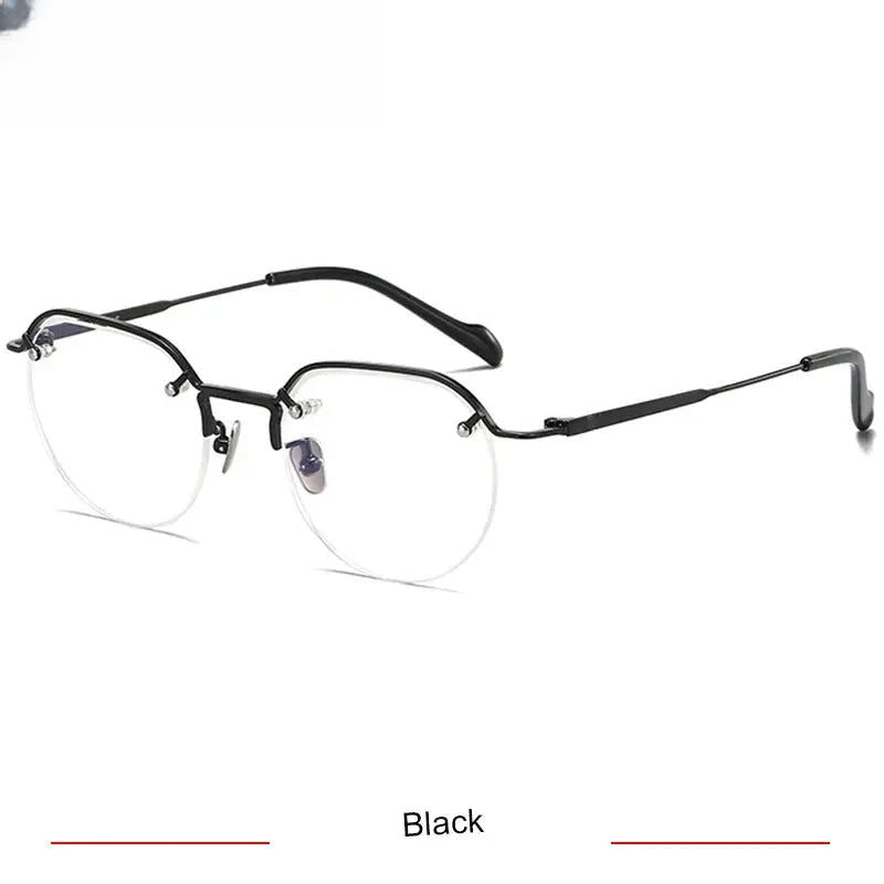 Unisex Square Semi-Rimless Titanium Flat Top Prescription Glasses 94241 — view 3 | Rx Spectacle