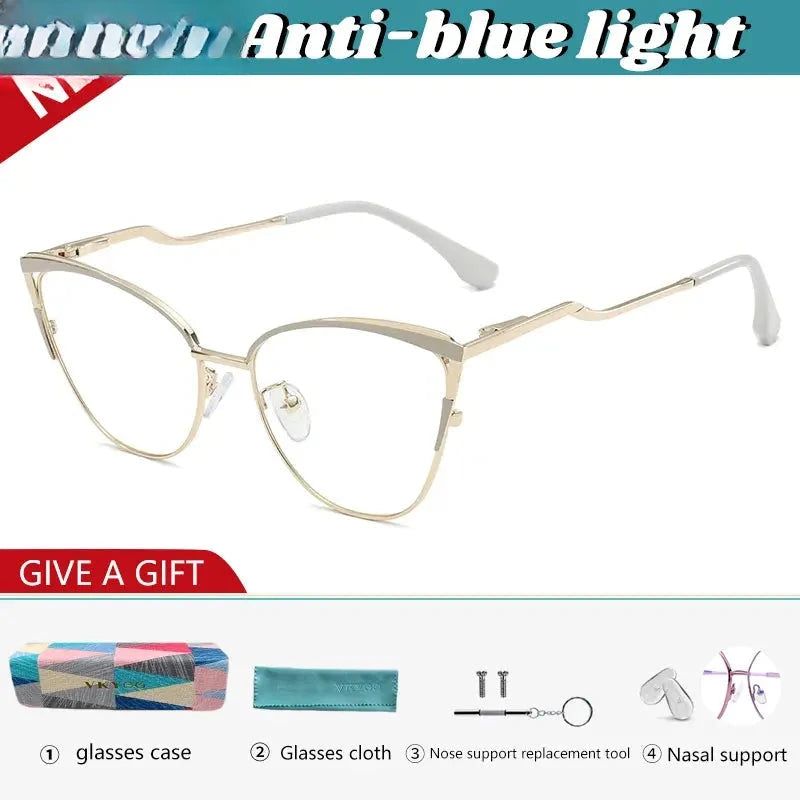 Women's Cat Eye Full Rim Titanium Reading Glasses 680014 — view 4 | Rx Spectacle