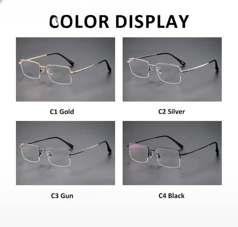 Unisex Square Semi-Rimless Titanium Reading Glasses 18012 — view 11 | Rx Spectacle
