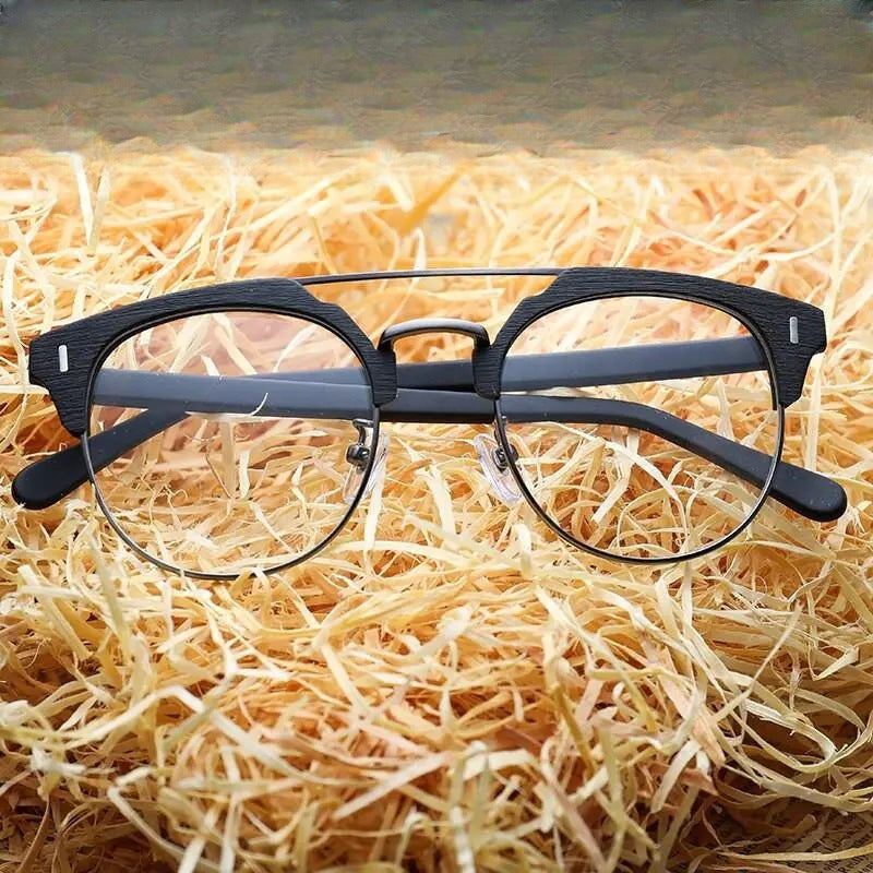 Unisex Round Full Rim Wood Prescription Glasses Bc01 — view 1 | Rx Spectacle