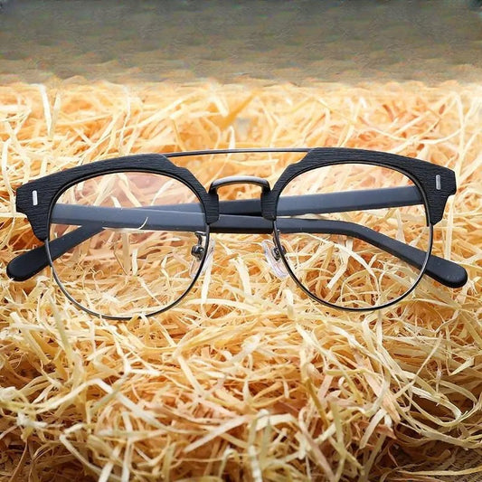Unisex Round Full Rim Wood Prescription Glasses Bc01 — view 1 | Rx Spectacle