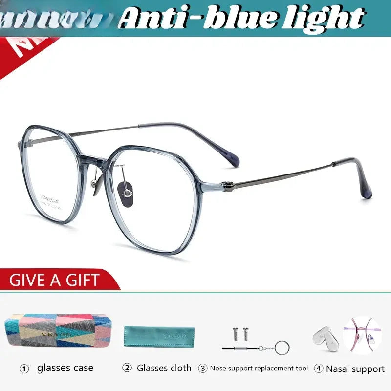 Unisex Polygon Full Rim Titanium Reading Glasses 91063 — view 7 | Rx Spectacle