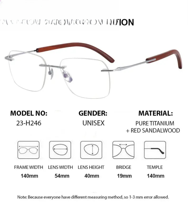 Unisex Square Rimless Titanium Prescription Glasses 84246 — view 2 | Rx Spectacle