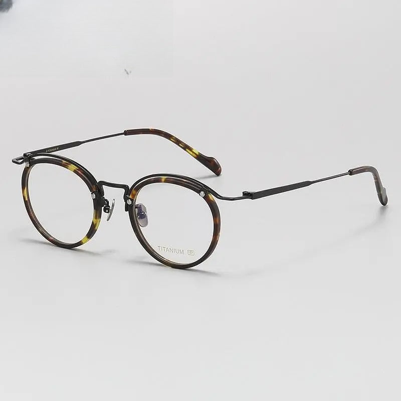 Unisex Round Full Rim Titanium Prescription Glasses Gxyj1069 — view 7 | Rx Spectacle