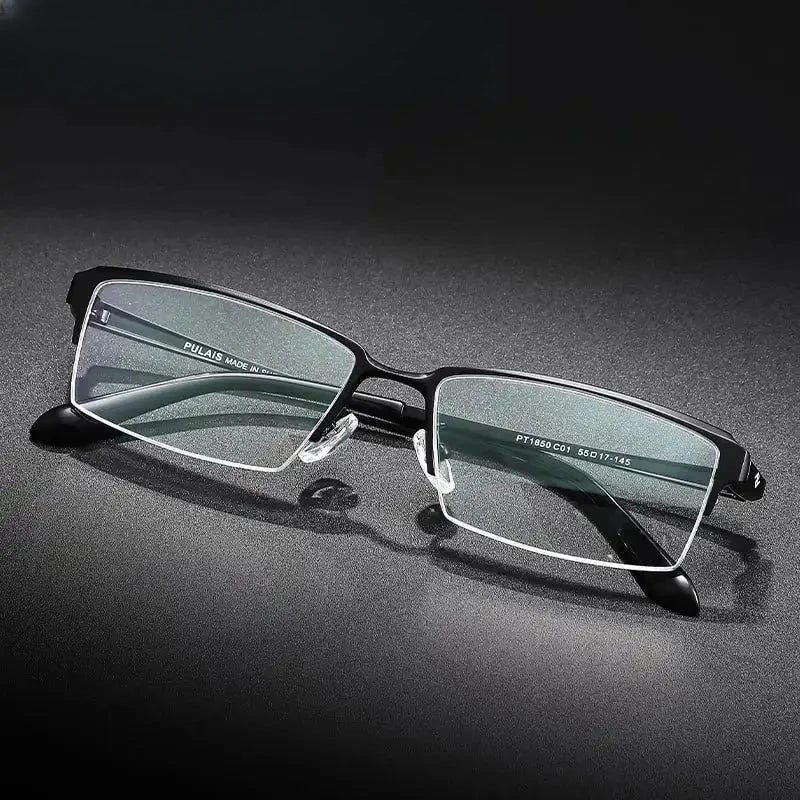 Unisex Square Semi-Rimless Titanium Prescription Glasses 611850 — view 7 | Rx Spectacle