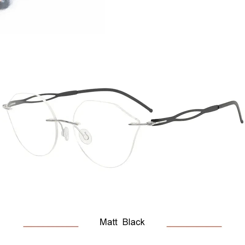 Women's Cat Eye Rimless Titanium Screwless Prescription Glasses 55005 — view 6 | Rx Spectacle