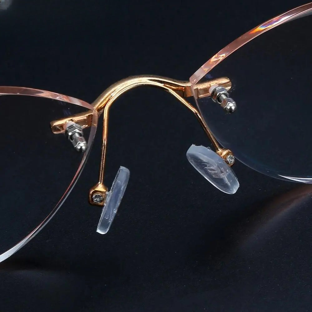 Women's Oval Rimless Titanium Prescription Glasses P208 — view 9 | Rx Spectacle