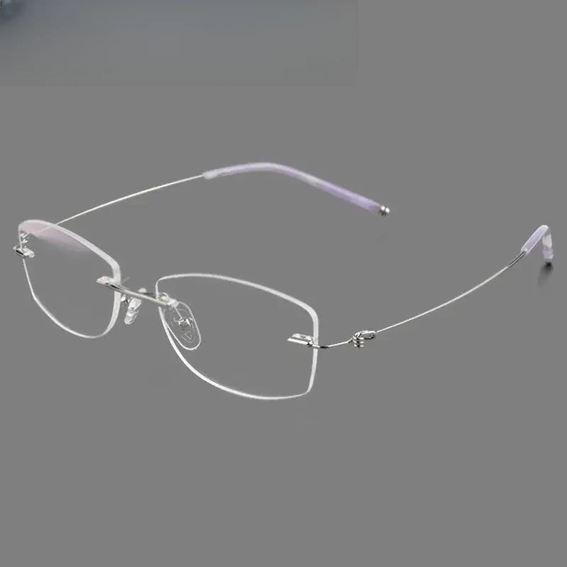 Women's Square Rimless Titanium Prescription Glasses 68587 — view 3 | Rx Spectacle