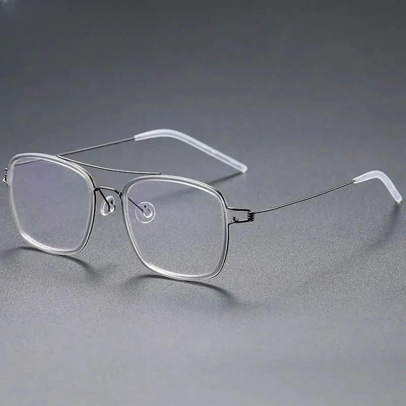 Women's Square Full Rim Titanium Double Bridge Prescription Glasses 51138 — view 5 | Rx Spectacle