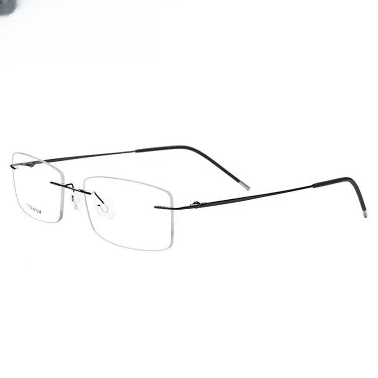 Men's Rectangular Rimless Titanium Prescription Glasses 3127 — view 4 | Rx Spectacle