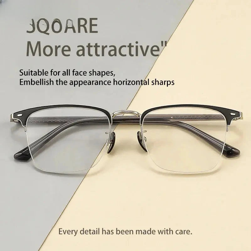 Unisex Square Semi-Rimless Alloy Reading Glasses 44888 — view 2 | Rx Spectacle