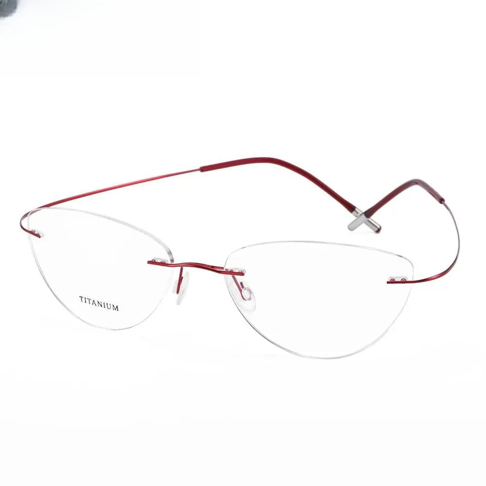 Unisex Cat Eye Rimless Titanium Prescription Glasses 20003 — view 8 | Rx Spectacle