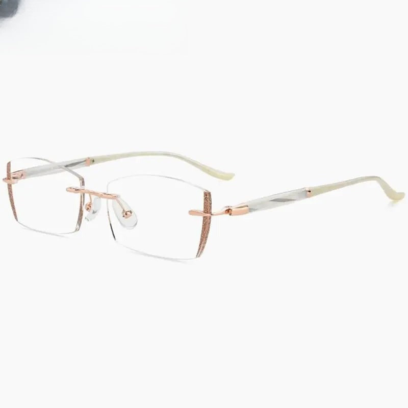 Women's Square Rimless Titanium Prescription Glasses 52025 — view 7 | Rx Spectacle
