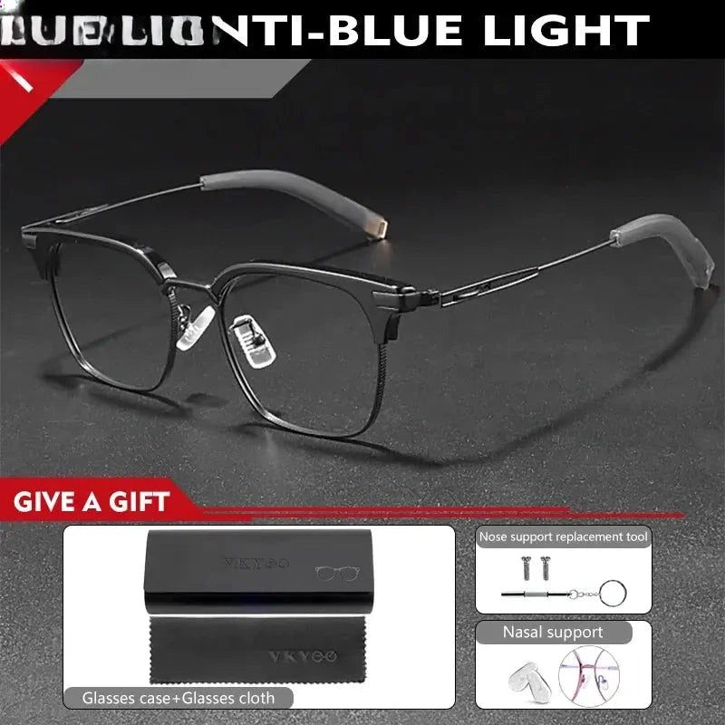 Unisex Square Full Rim Titanium Reading Glasses 814107 — view 6 | Rx Spectacle