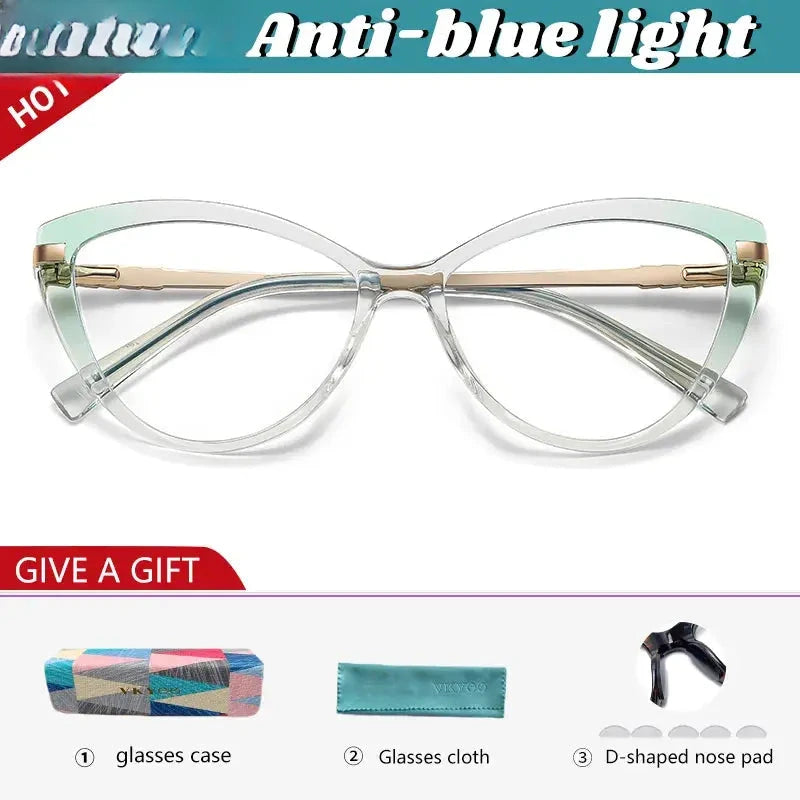 Women's Cat Eye Full Rim Titanium Reading Glasses 2111 — view 8 | Rx Spectacle