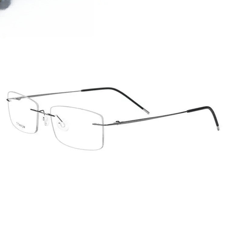 Men's Rectangular Rimless Titanium Prescription Glasses 3127 — view 3 | Rx Spectacle