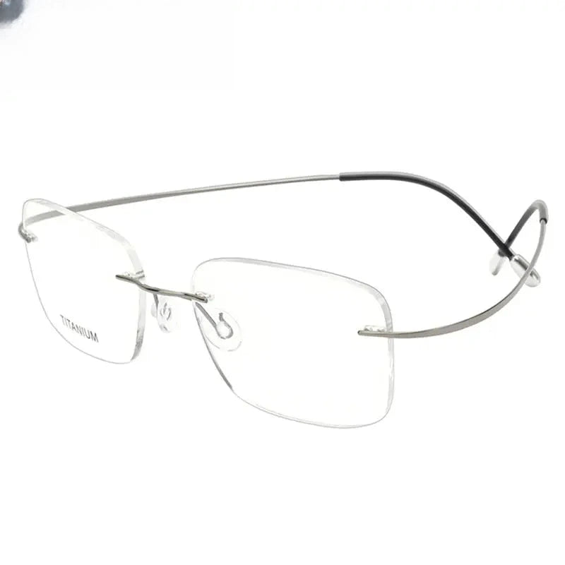 Unisex Polygon Rimless Titanium Prescription Glasses 816016 — view 5 | Rx Spectacle