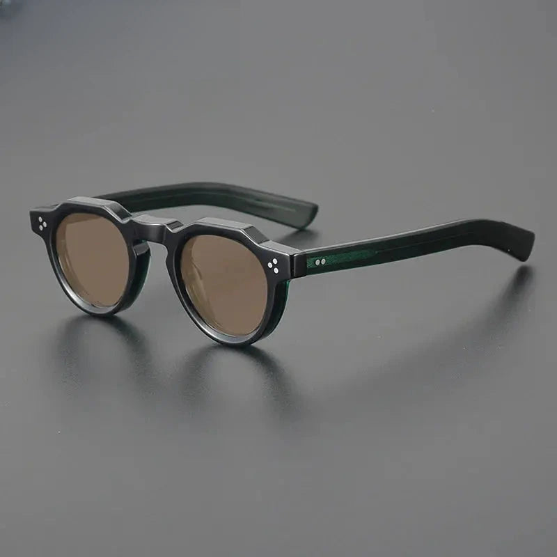 Unisex Round Full Rim Acetate Flat Top Prescription Glasses M002 — view 23 | Rx Spectacle
