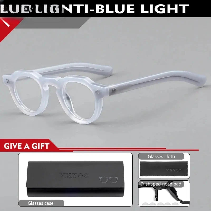 Women's Round Full Rim Acetate Flat Top Reading Glasses 98013 — view 6 | Rx Spectacle