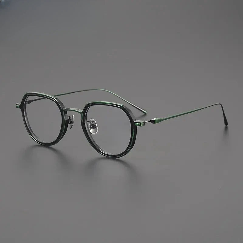 Men's Round Full Rim Titanium Flat Top Prescription Glasses 678316 — view 3 | Rx Spectacle