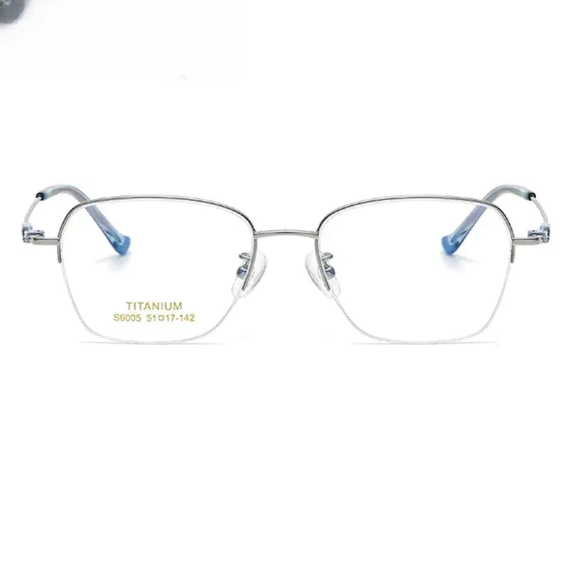 Women's Square Semi-Rimless Titanium Flat Top Prescription Glasses 86005 — view 2 | Rx Spectacle