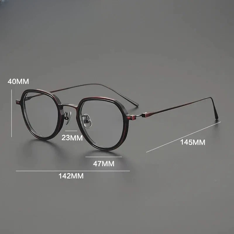 Men's Round Full Rim Titanium Flat Top Prescription Glasses 678316 — view 2 | Rx Spectacle