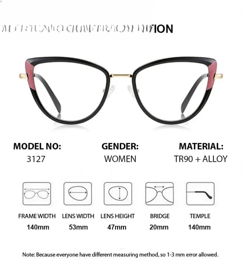Women's Cat Eye Full Rim Titanium Prescription Glasses 613127 — view 2 | Rx Spectacle