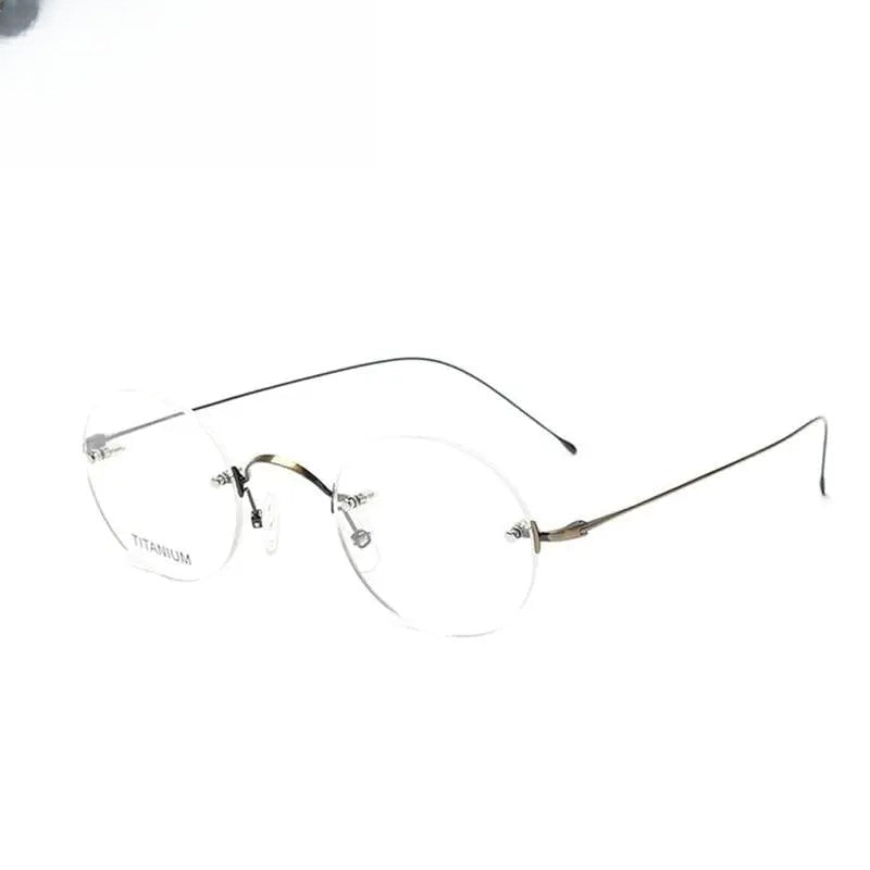 Men's Round Rimless Titanium Reading Glasses Y003 — view 1 | Rx Spectacle