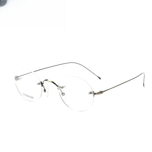 Men's Round Rimless Titanium Reading Glasses Y003 — view 1 | Rx Spectacle