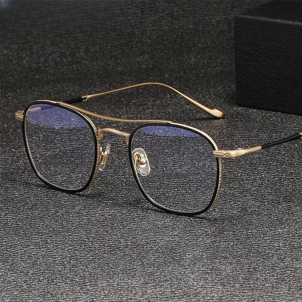 Men's Square Full Rim Titanium Double Bridge Prescription Glasses 75925 — view 1 | Rx Spectacle