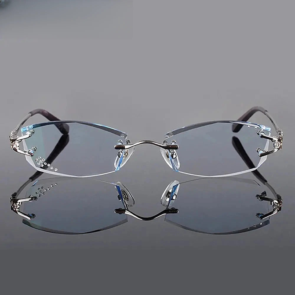 Women's Oval Rimless Titanium Prescription Glasses 166028 — view 3 | Rx Spectacle