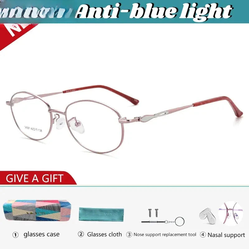 Women's Oval Full Rim Alloy Reading Glasses 34397 — view 7 | Rx Spectacle