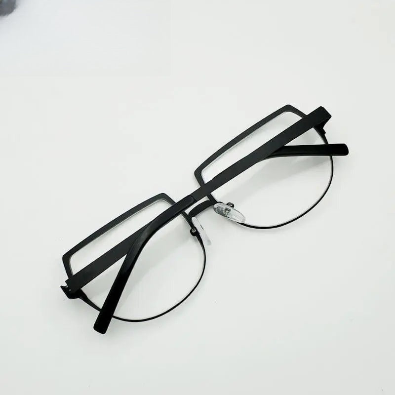Unisex Round Full Rim Alloy Flat Top Prescription Glasses Y007 — view 5 | Rx Spectacle