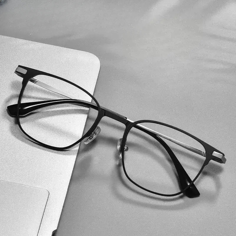 Men's Square Full Rim Titanium Prescription Glasses 28559 — view 1 | Rx Spectacle