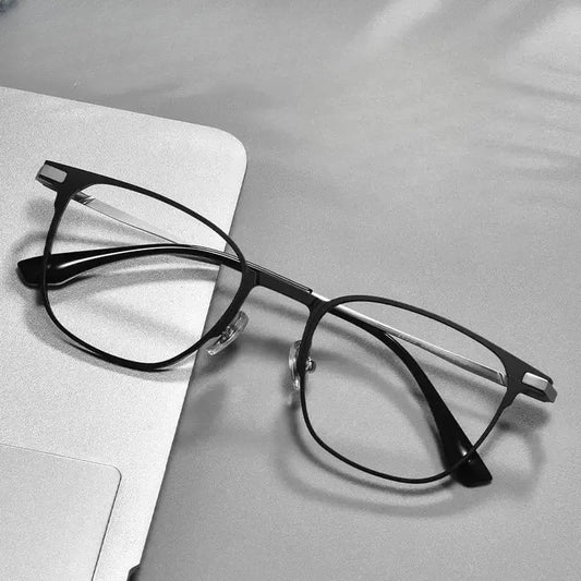 Men's Square Full Rim Titanium Prescription Glasses 28559 — view 1 | Rx Spectacle