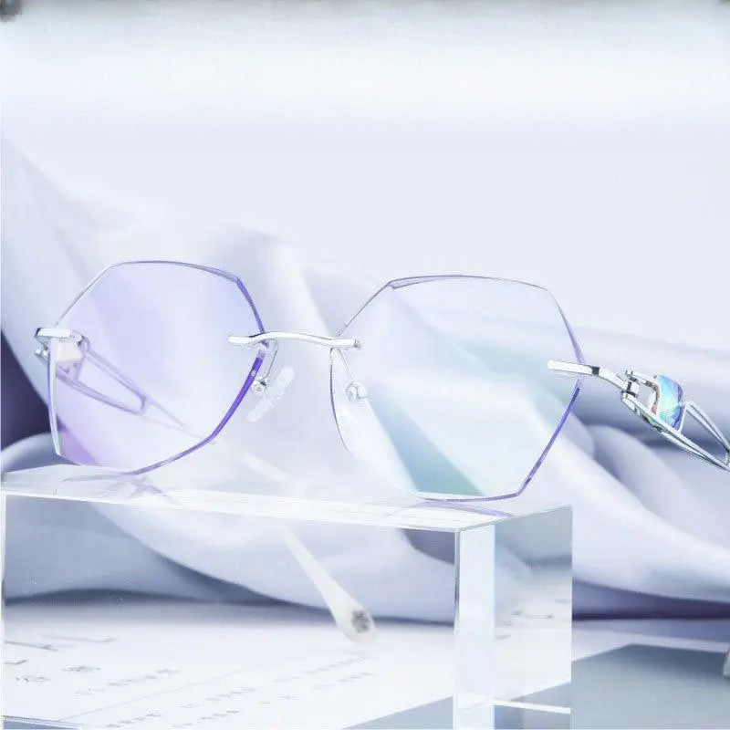Unisex Square Rimless Titanium Prescription Glasses 88037 — view 1 | Rx Spectacle