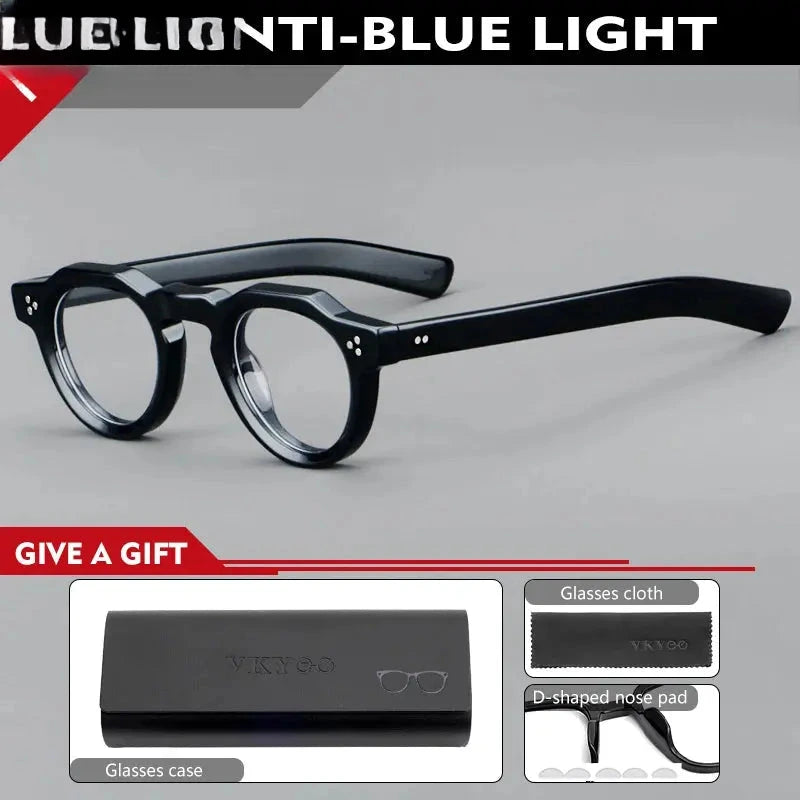 Women's Round Full Rim Acetate Flat Top Reading Glasses 98013 — view 8 | Rx Spectacle