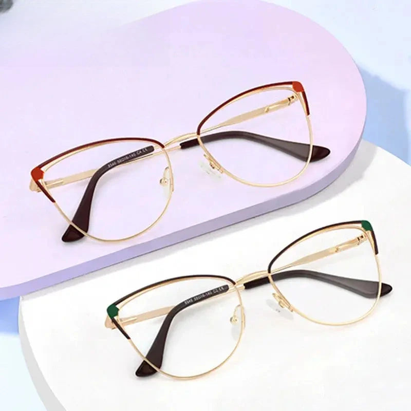 Women's Cat Eye Full Rim Stainless Steel Prescription Glasses 778546 — view 1 | Rx Spectacle