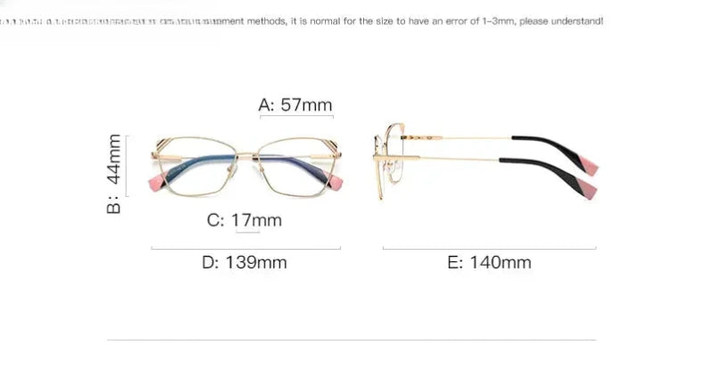 Women's Cat Eye Full Rim Alloy Reading Glasses 3033 — view 13 | Rx Spectacle