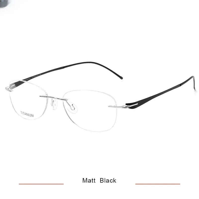 Unisex Oval Rimless Titanium Screwless Prescription Glasses 5003 — view 7 | Rx Spectacle
