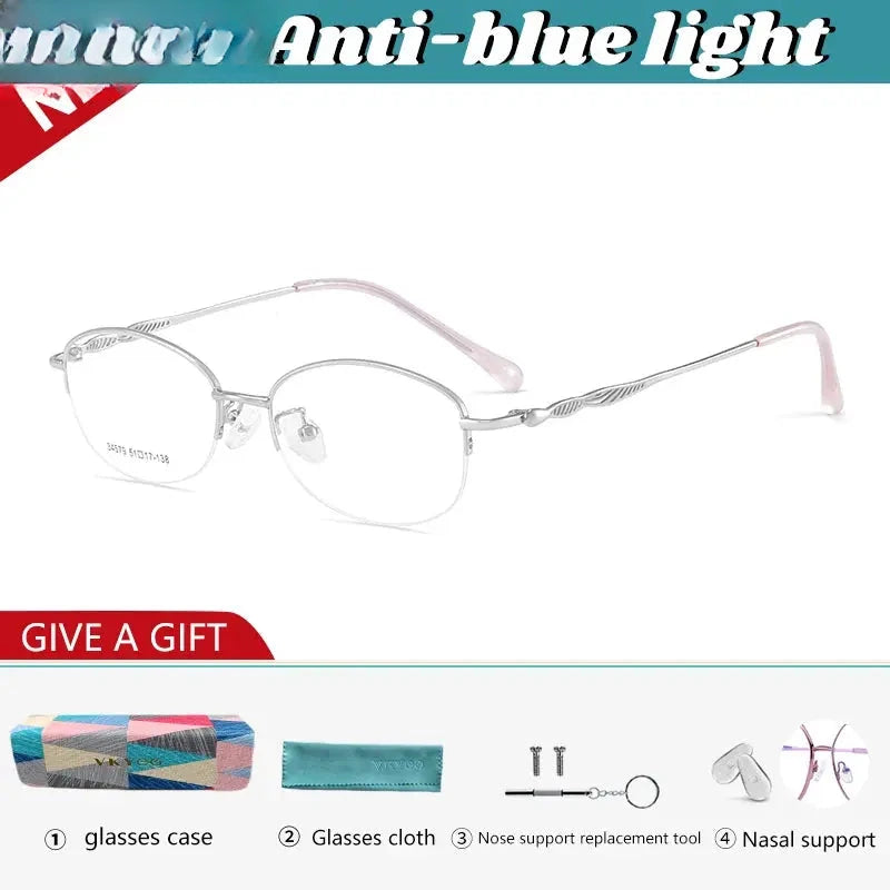 Women's Oval Semi-Rimless Alloy Reading Glasses 34579 — view 6 | Rx Spectacle