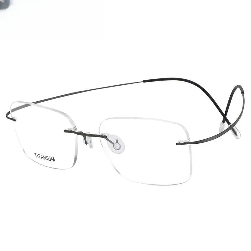 Unisex Rectangular Rimless Titanium Prescription Glasses 16016 — view 7 | Rx Spectacle