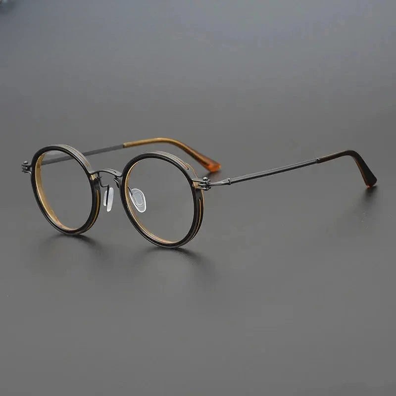 Unisex Round Full Rim Titanium Prescription Glasses 8444 — view 1 | Rx Spectacle