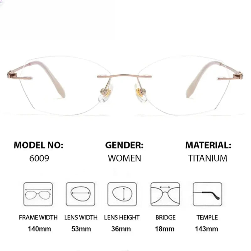 Women's Polygon Rimless Titanium Prescription Glasses 886009 — view 2 | Rx Spectacle