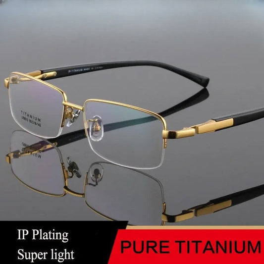 Men's Square Semi-Rimless Titanium Prescription Glasses Lr9910 — view 1 | Rx Spectacle