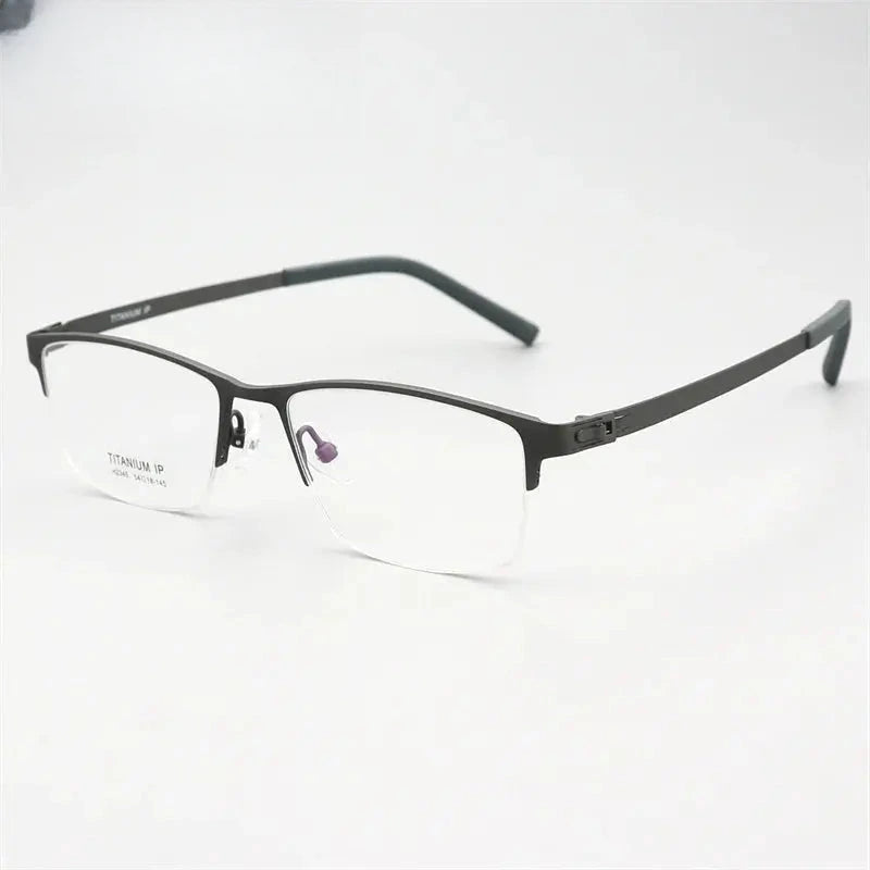 Unisex Square Semi-Rimless Titanium Screwless Prescription Glasses 23459 — view 3 | Rx Spectacle