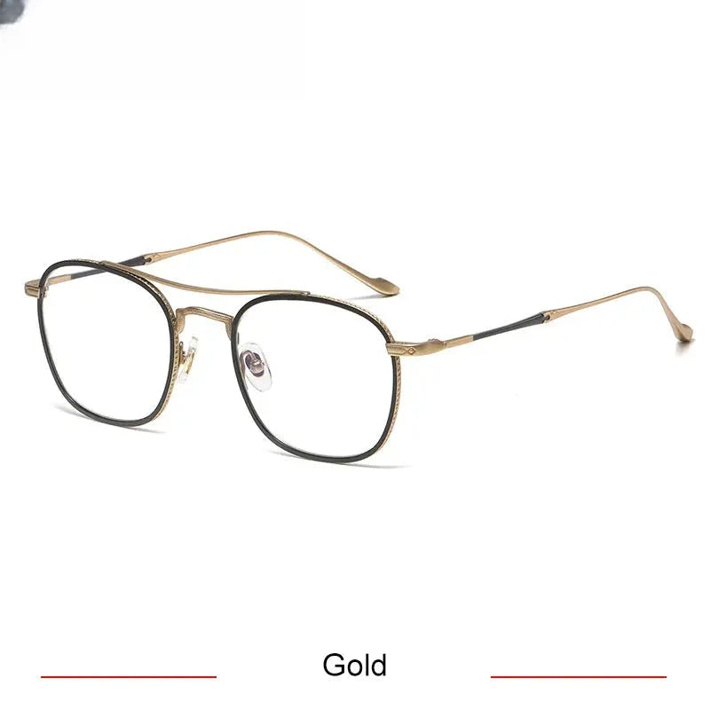 Men's Square Full Rim Titanium Double Bridge Prescription Glasses 75925 — view 3 | Rx Spectacle