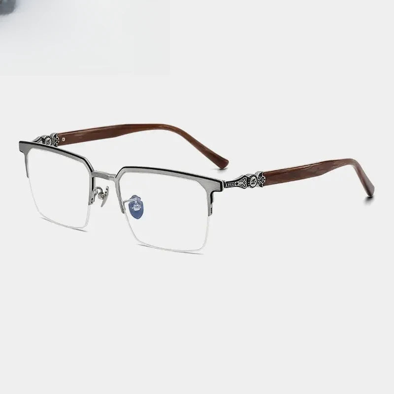 Men's Square Full Rim Titanium Oversized Prescription Glasses 426860 — view 5 | Rx Spectacle